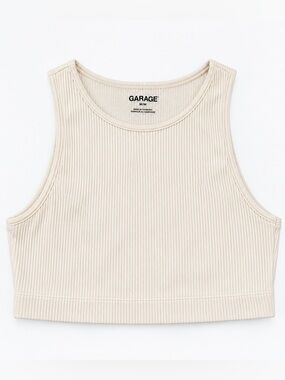 Garage Ribbed Crop Tank in Light Cream